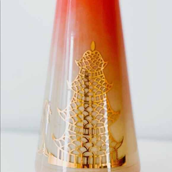 VINTAGE Bartlett Collins Japanese Bud Vase Coral Orange Pink Ombré - Picture 7 of 11